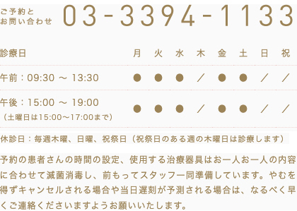 診療のご予約について